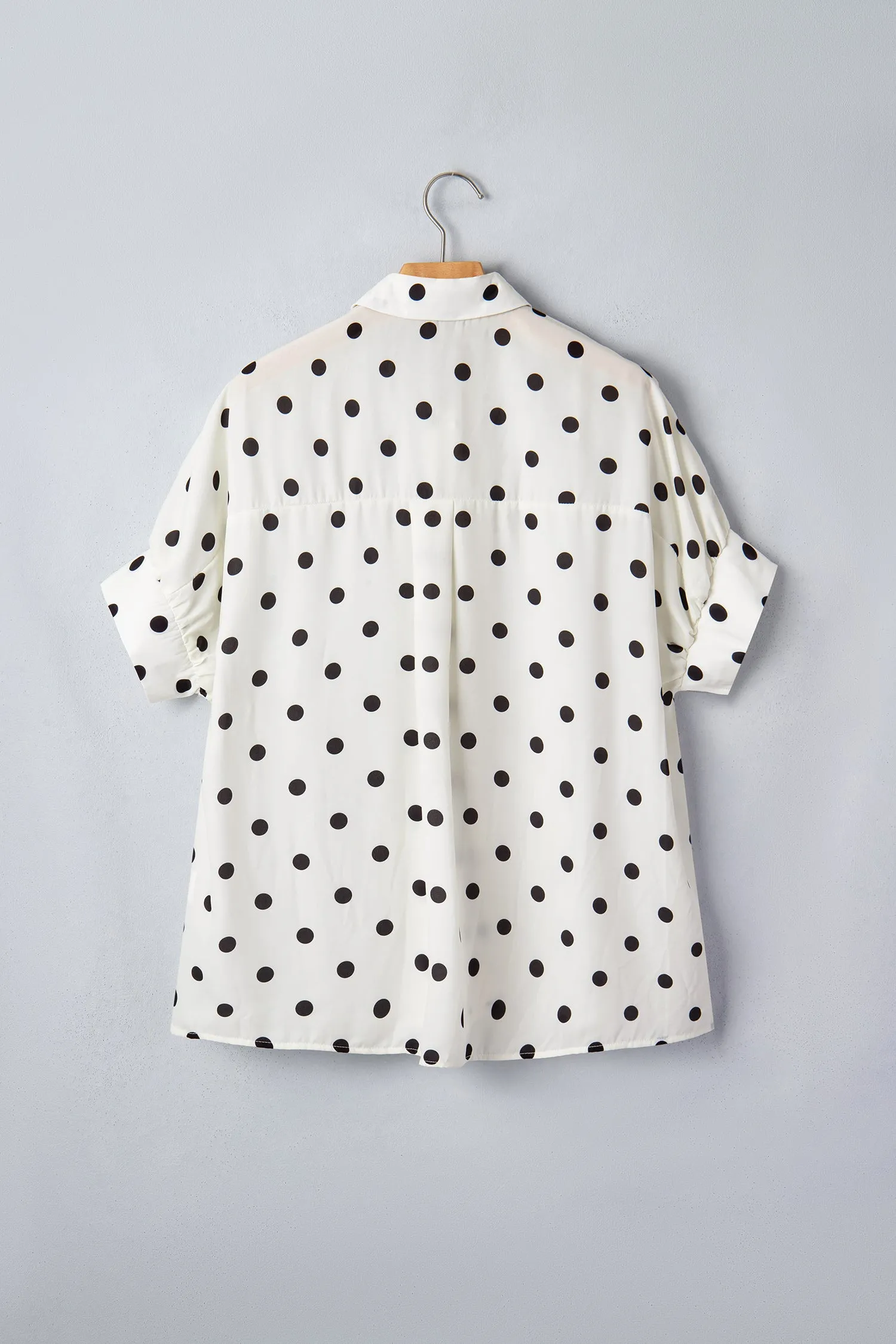 Beige Polka Dot Print Loose Dolman Shirt sold by Beagle Boutique product image thumbnail 4