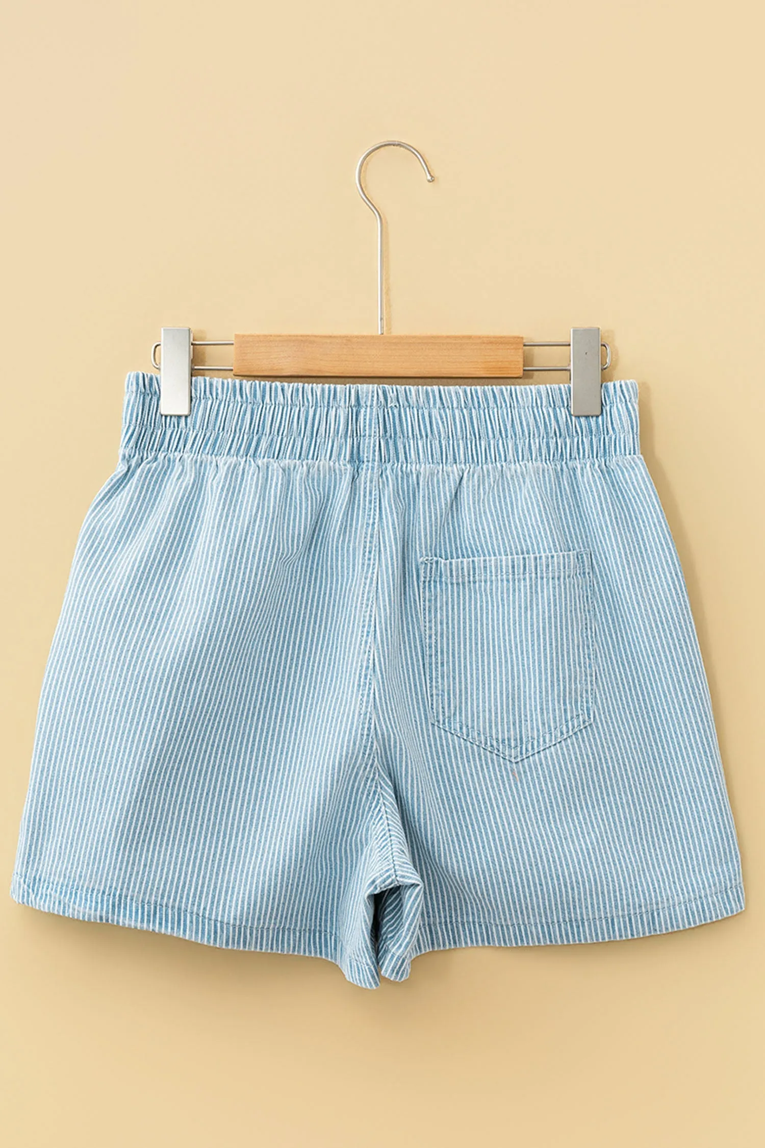 Plus Size Contrast Drawstring Elastic Waist Denim Shorts – Blue Stripe sold by Beagle Boutique product image thumbnail 5