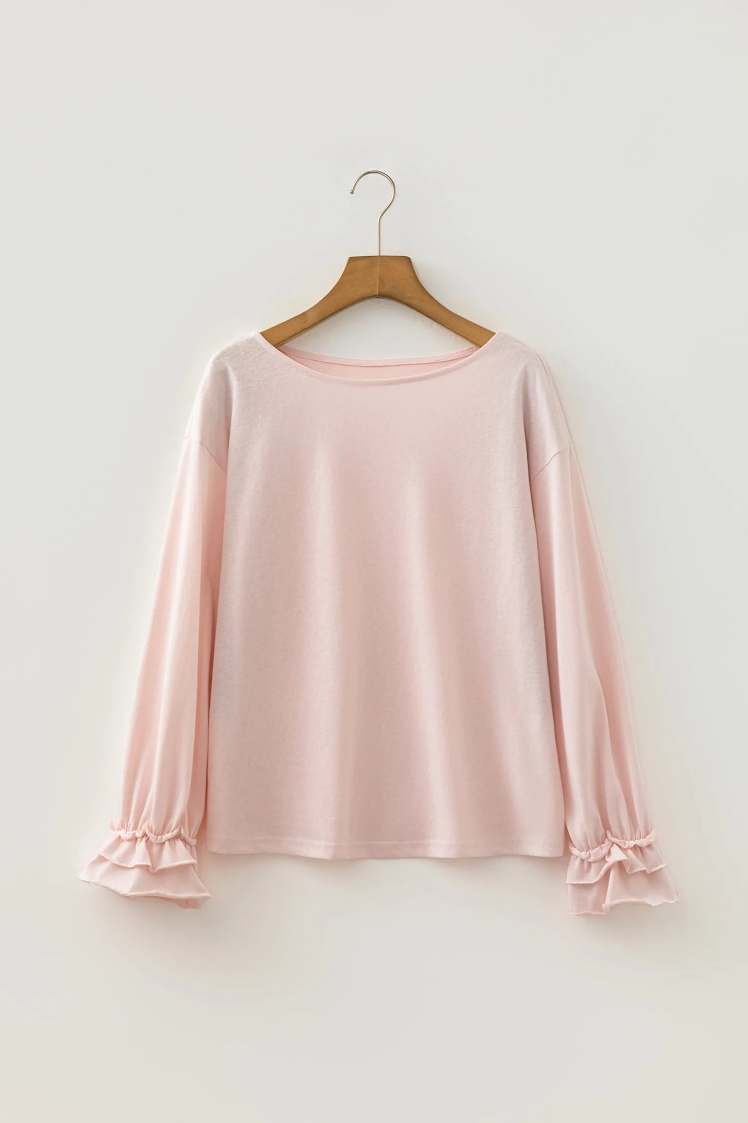 Gossamer Pink Long Sleeve Ruffle Cuff Casual Elegant Top – Light Pink sold by Beagle Boutique product image thumbnail 5