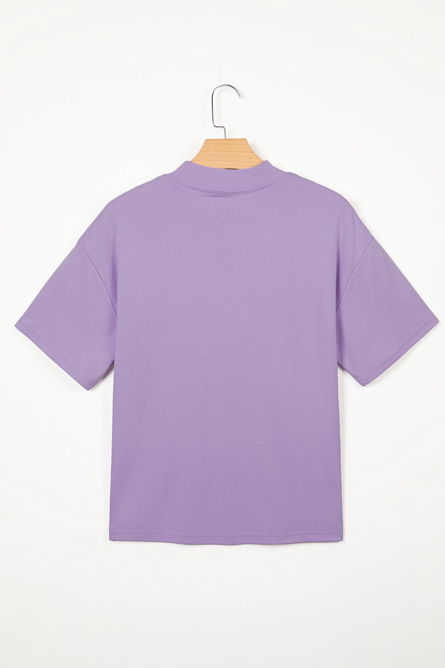 Solid Colour High Neck Oversize Tee – Wisteria sold by Beagle Boutique product image thumbnail 5