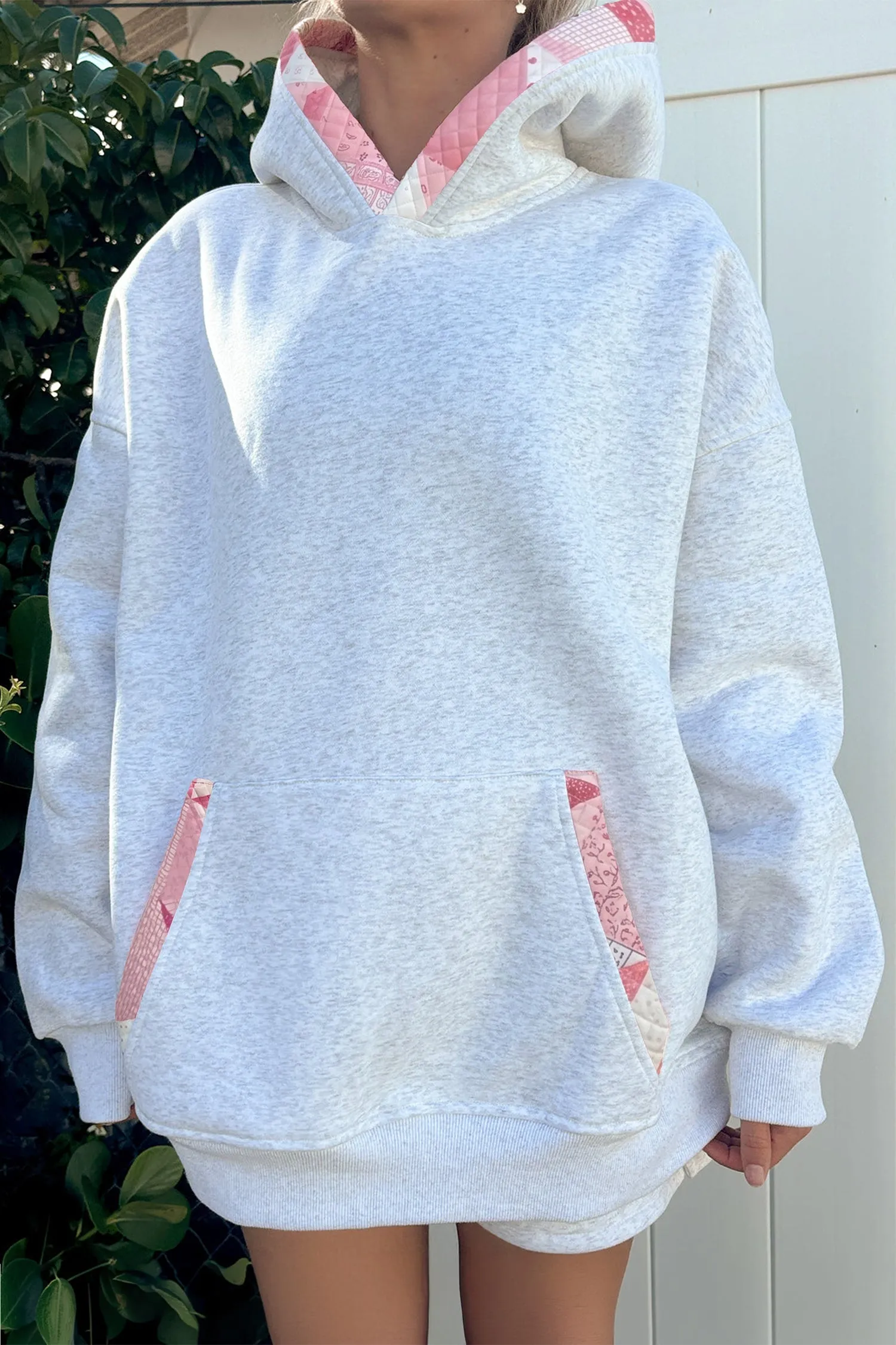 Contrast Patchwork Oversized Hoodie – Gray sold by Beagle Boutique product image thumbnail 2