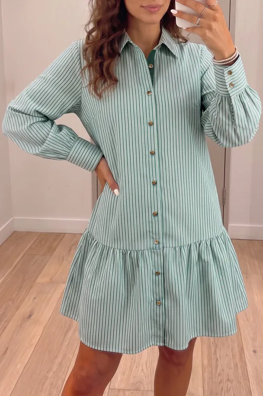 Striped Shift Long Sleeve Dress – Green Stripe made by Beagle Boutique