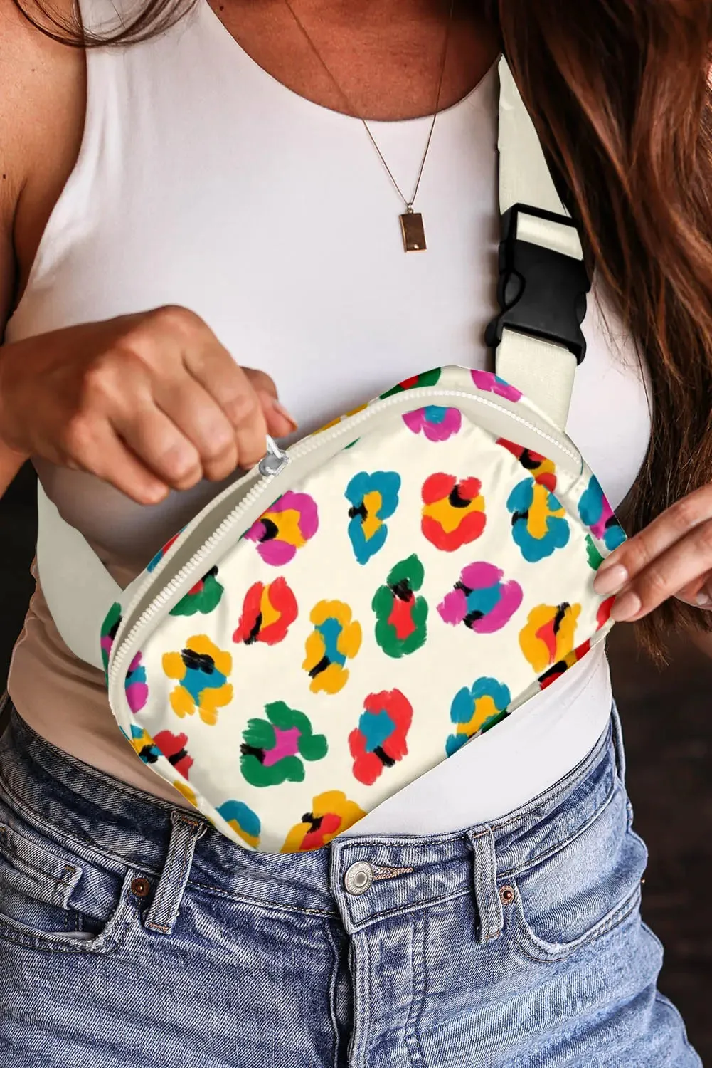 Colourful Leopard Print Buckle Strap Crossbody Bag – Beige sold by Beagle Boutique product image thumbnail 4