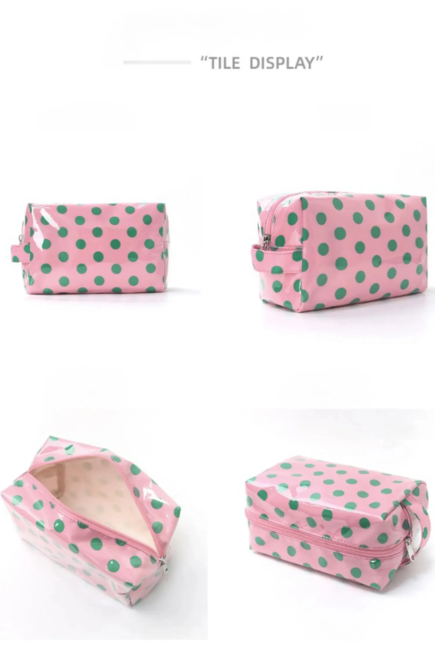 Durable PVC Polka Dot Makeup Bag – Light Pink sold by Beagle Boutique product image thumbnail 5