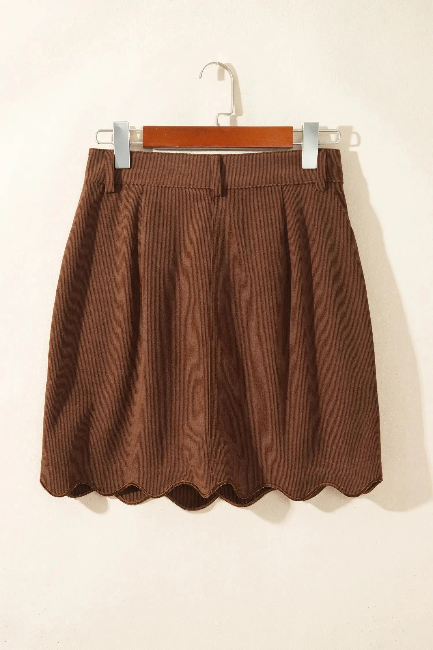 Button Front Ribbed Mini Pockets Sheath Silhouette Skirt – Brown sold by Beagle Boutique product image thumbnail 5