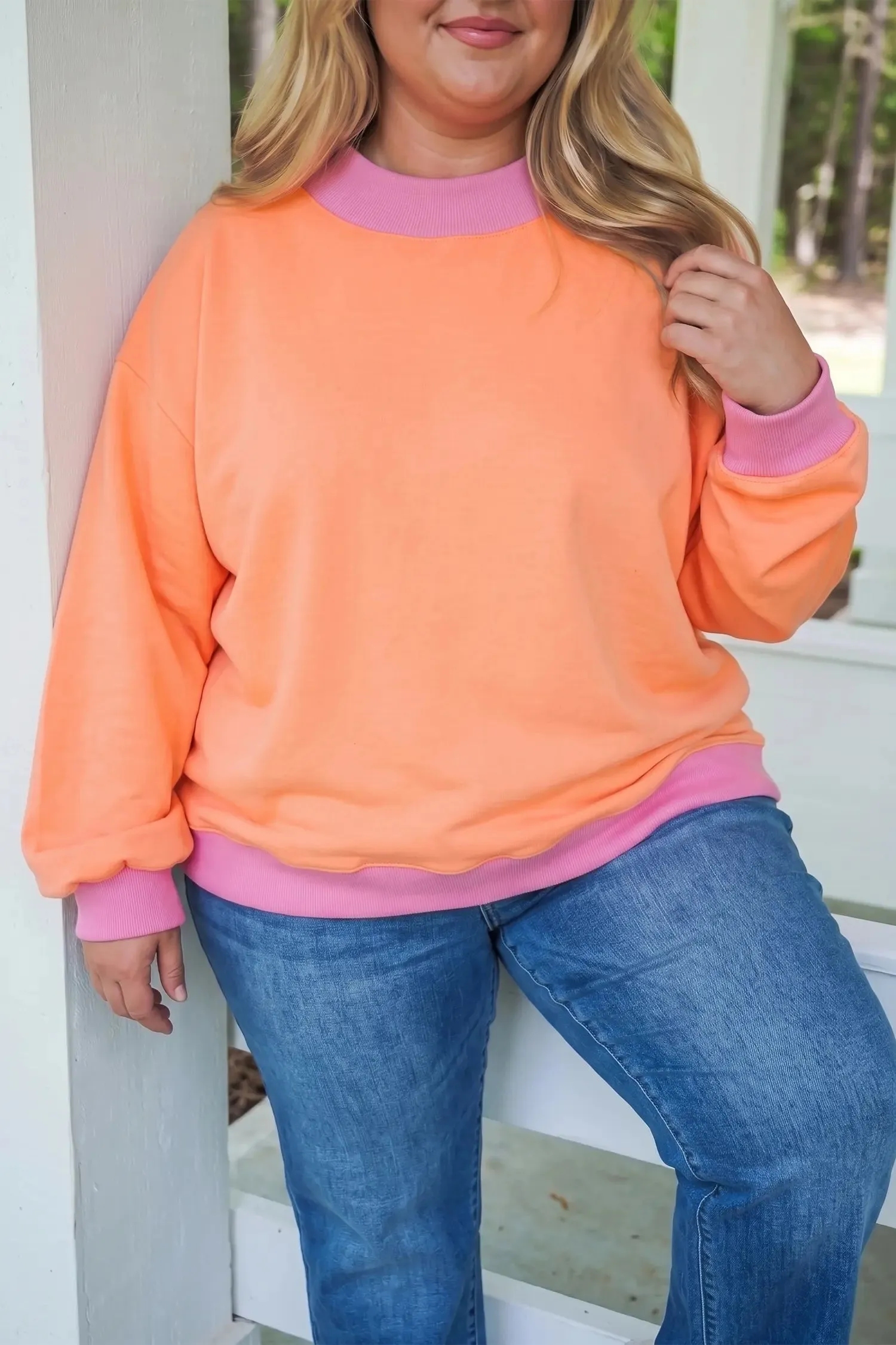 Colour Block Contrast Trim Plus Size Sweatshirt sold by Beagle Boutique product image thumbnail 3