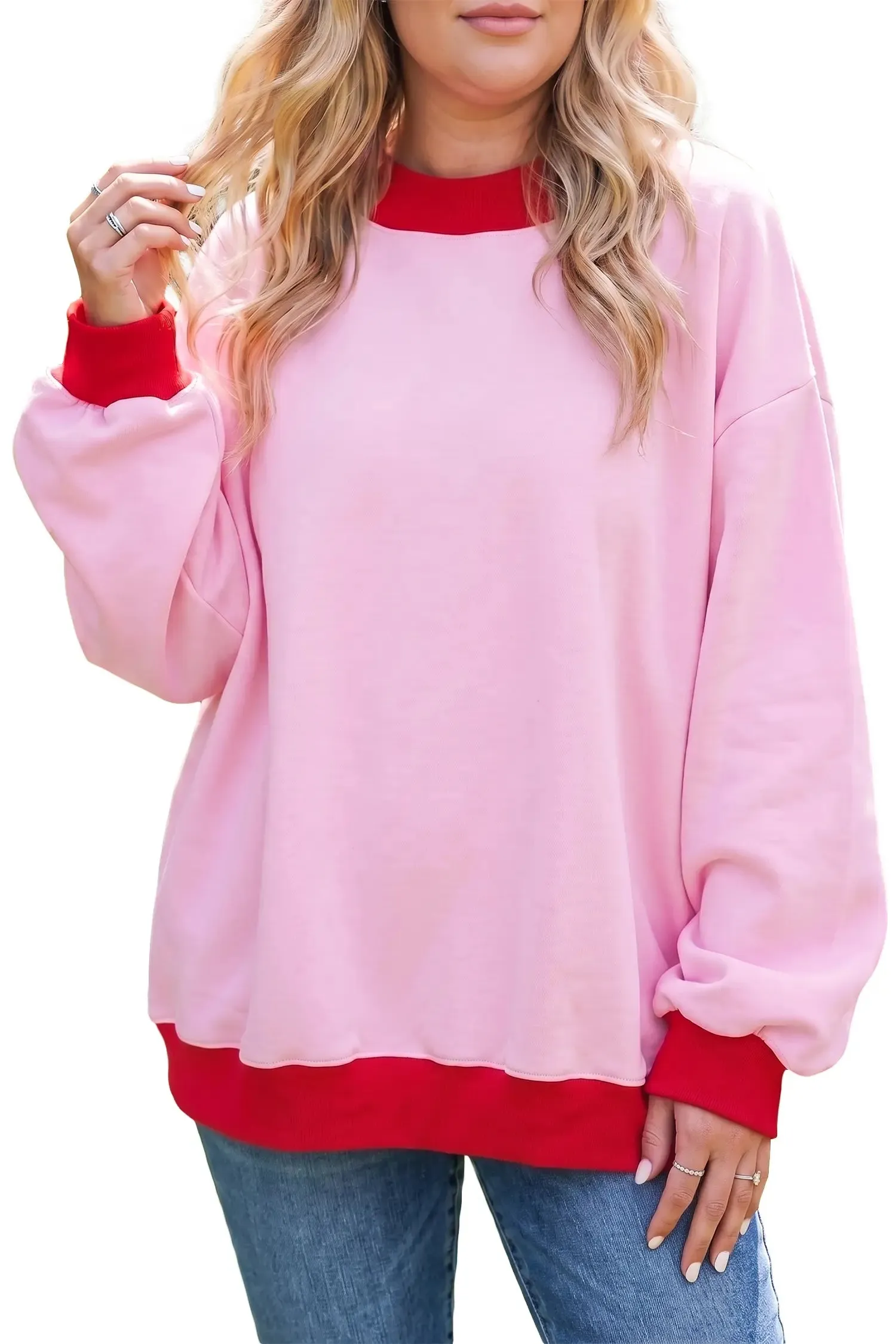 Colour Block Contrast Trim Plus Size Sweatshirt sold by Beagle Boutique product image thumbnail 2