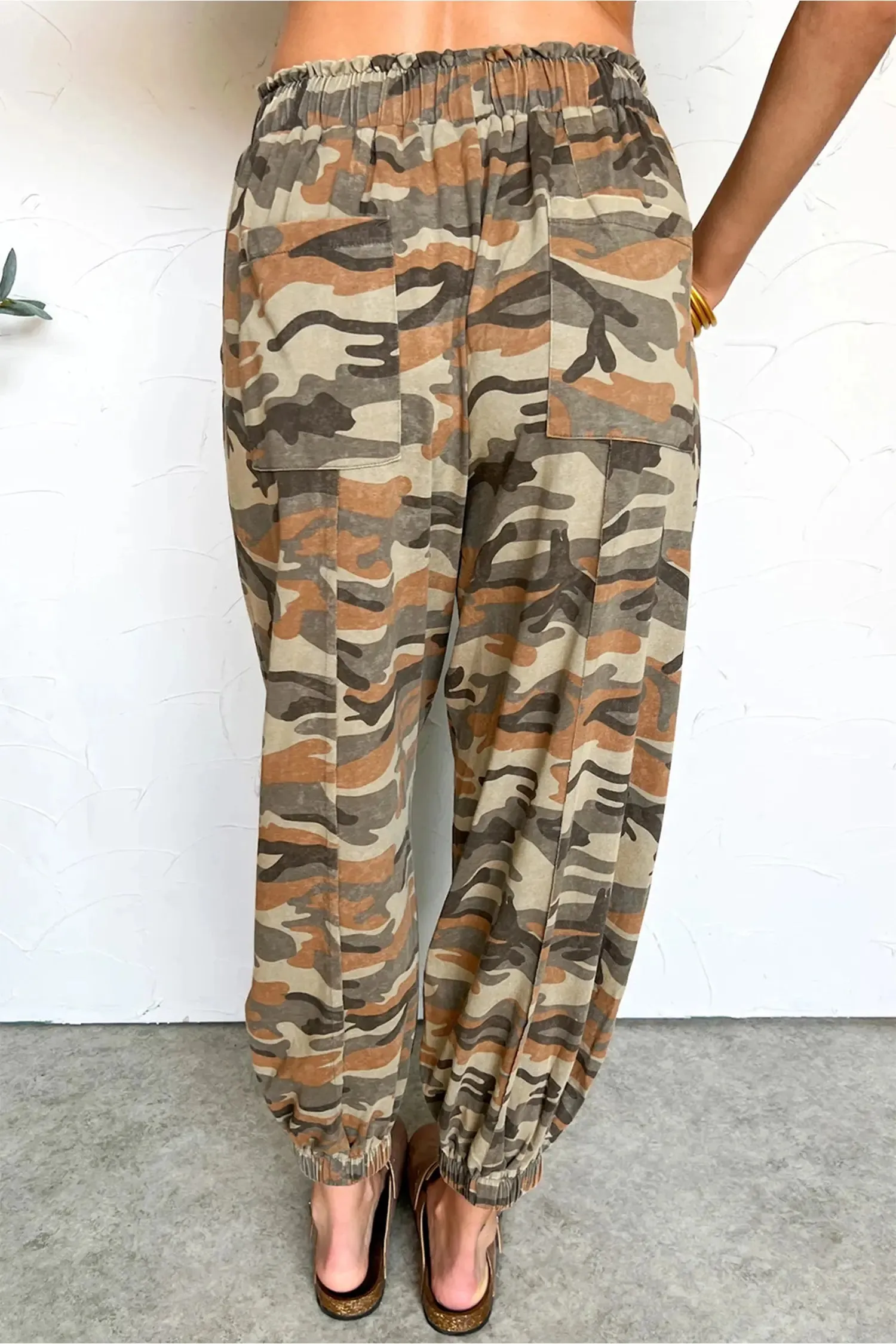 Camouflage Printed Drawstring Elastic Waist Jogger Pants sold by Beagle Boutique product image thumbnail 2