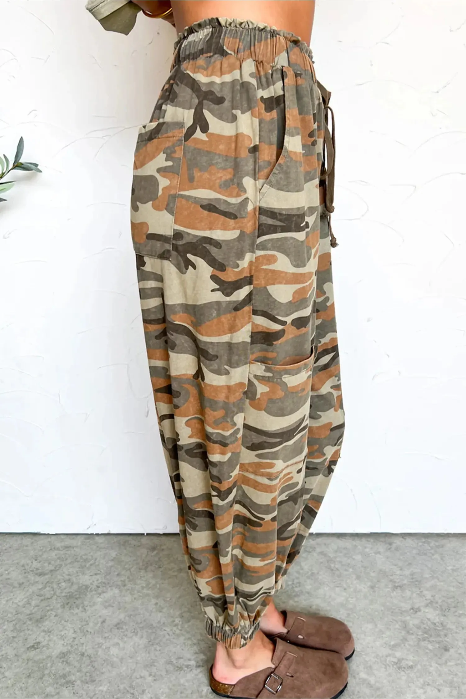 Camouflage Printed Drawstring Elastic Waist Jogger Pants sold by Beagle Boutique product image thumbnail 3