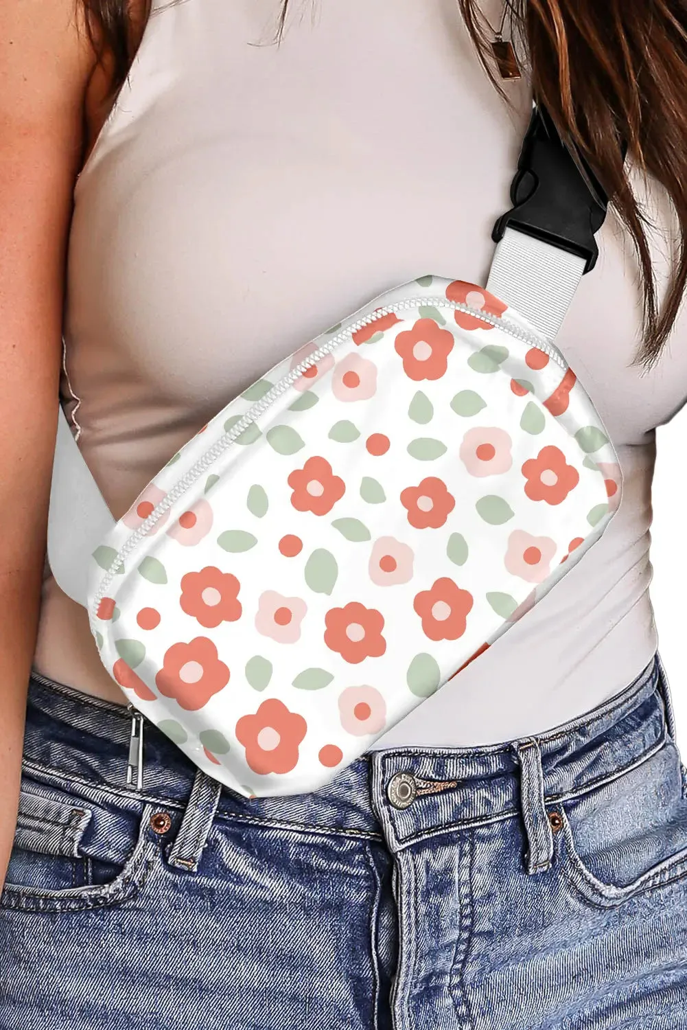 Floral Print Buckle Wide Belt Zipper Crossbody Bag sold by Beagle Boutique product image thumbnail 4