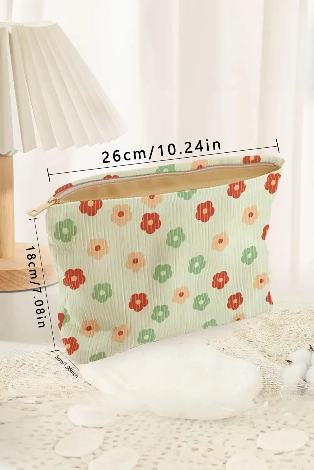 Flower Print Ribbed Zipper Makeup Storage Bag sold by Beagle Boutique product image thumbnail 5
