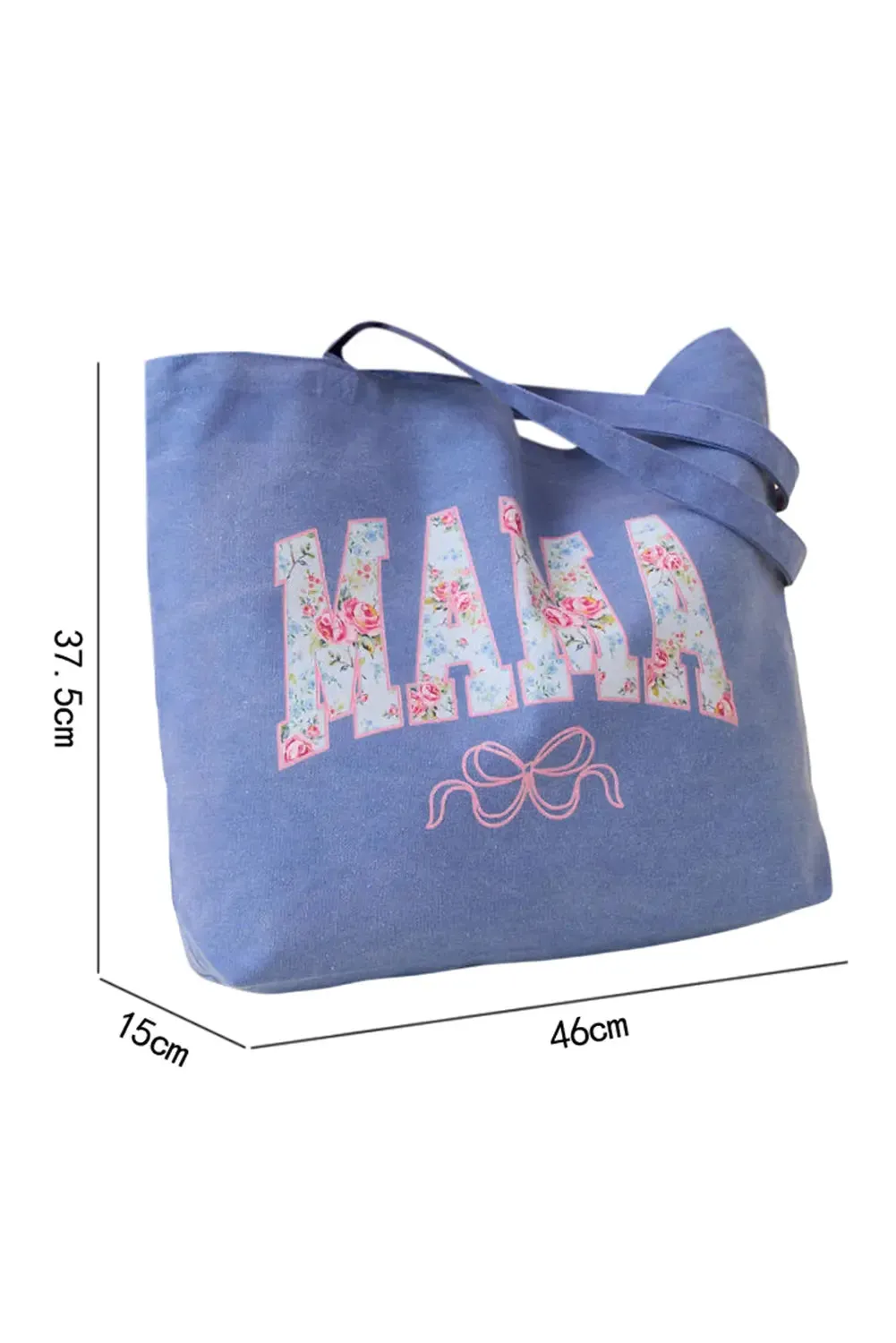 Floral MAMA Letter Bow Print Canvas Tote Bag sold by Beagle Boutique product image thumbnail 4