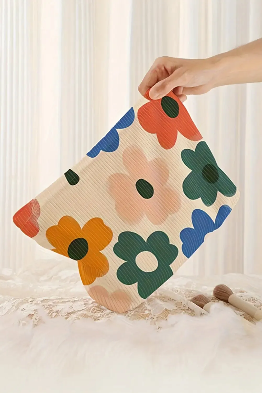Floral Print Ribbed Minimalist Storage Bag sold by Beagle Boutique