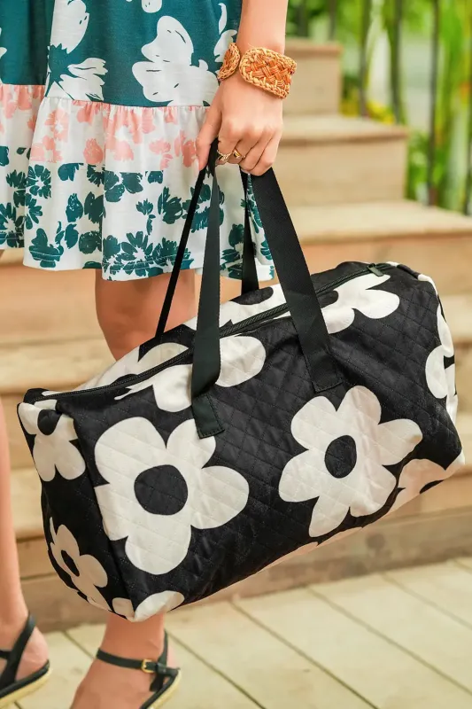 Flower Print Quilted Large Duffel Bag made by Beagle Boutique