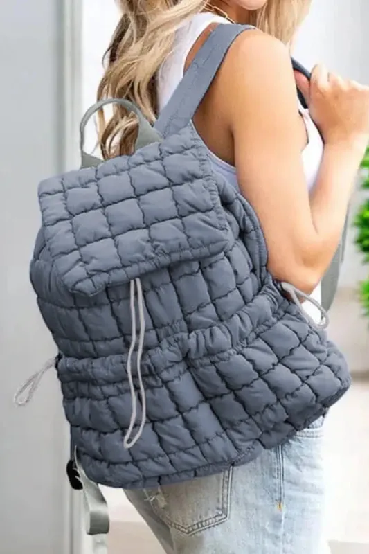 Solid Flapped Quilted Puffer Backpack made by Beagle Boutique