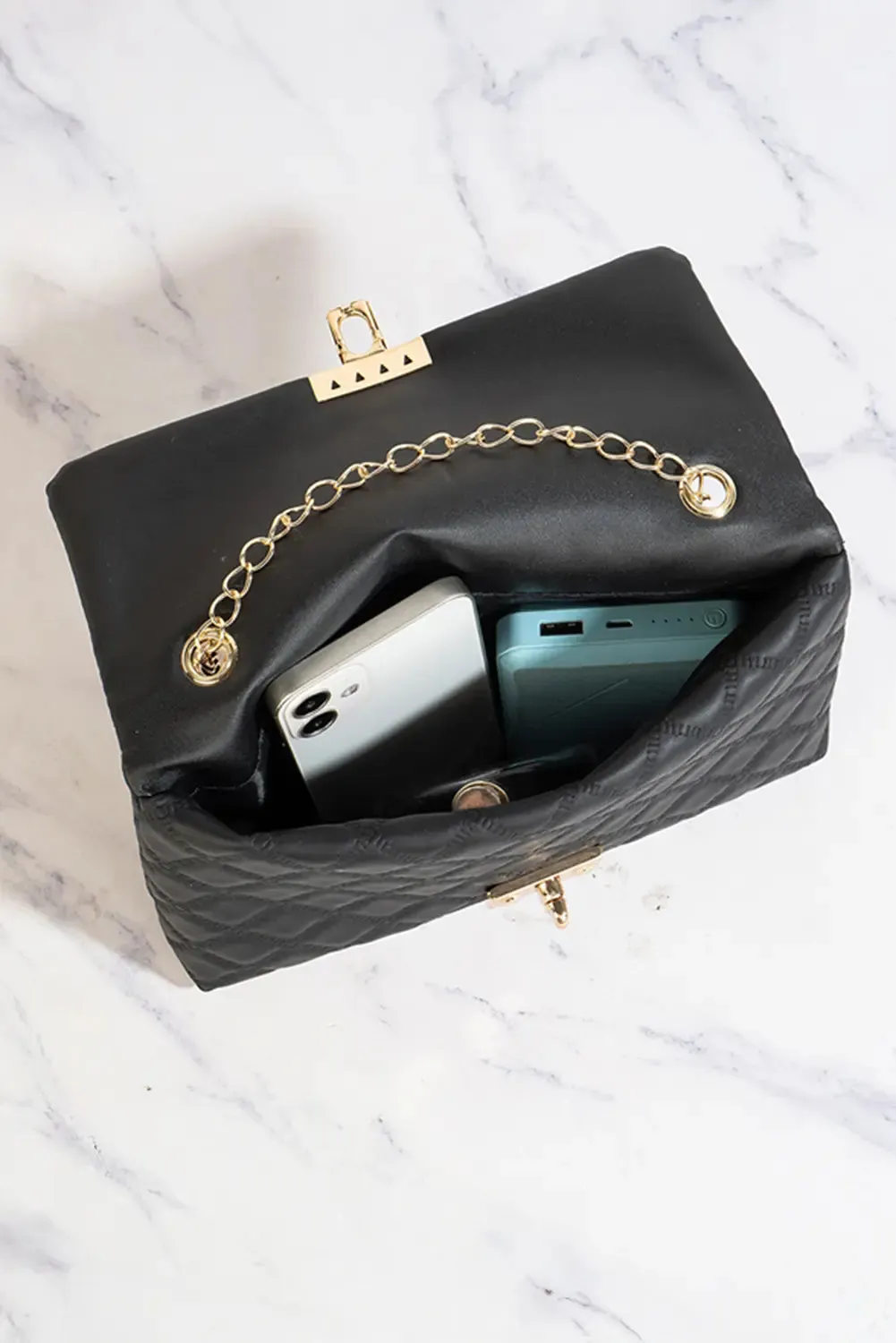 Textured PU Leather Gold Chain Buckle Single Shoulder Bag sold by Beagle Boutique product image thumbnail 3
