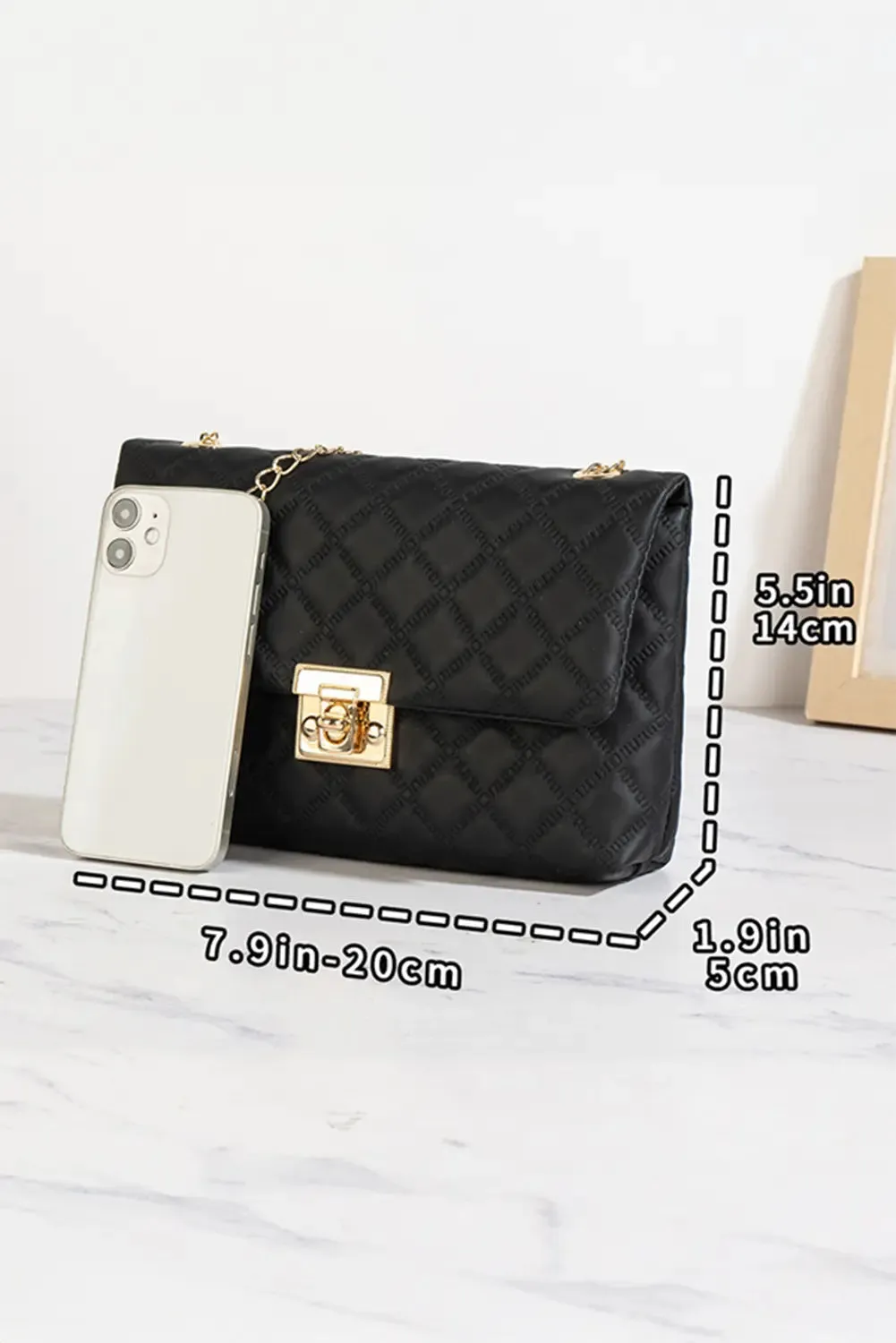 Textured PU Leather Gold Chain Buckle Single Shoulder Bag sold by Beagle Boutique product image thumbnail 5
