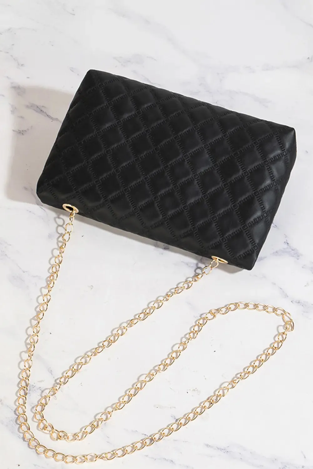 Textured PU Leather Gold Chain Buckle Single Shoulder Bag sold by Beagle Boutique product image thumbnail 4