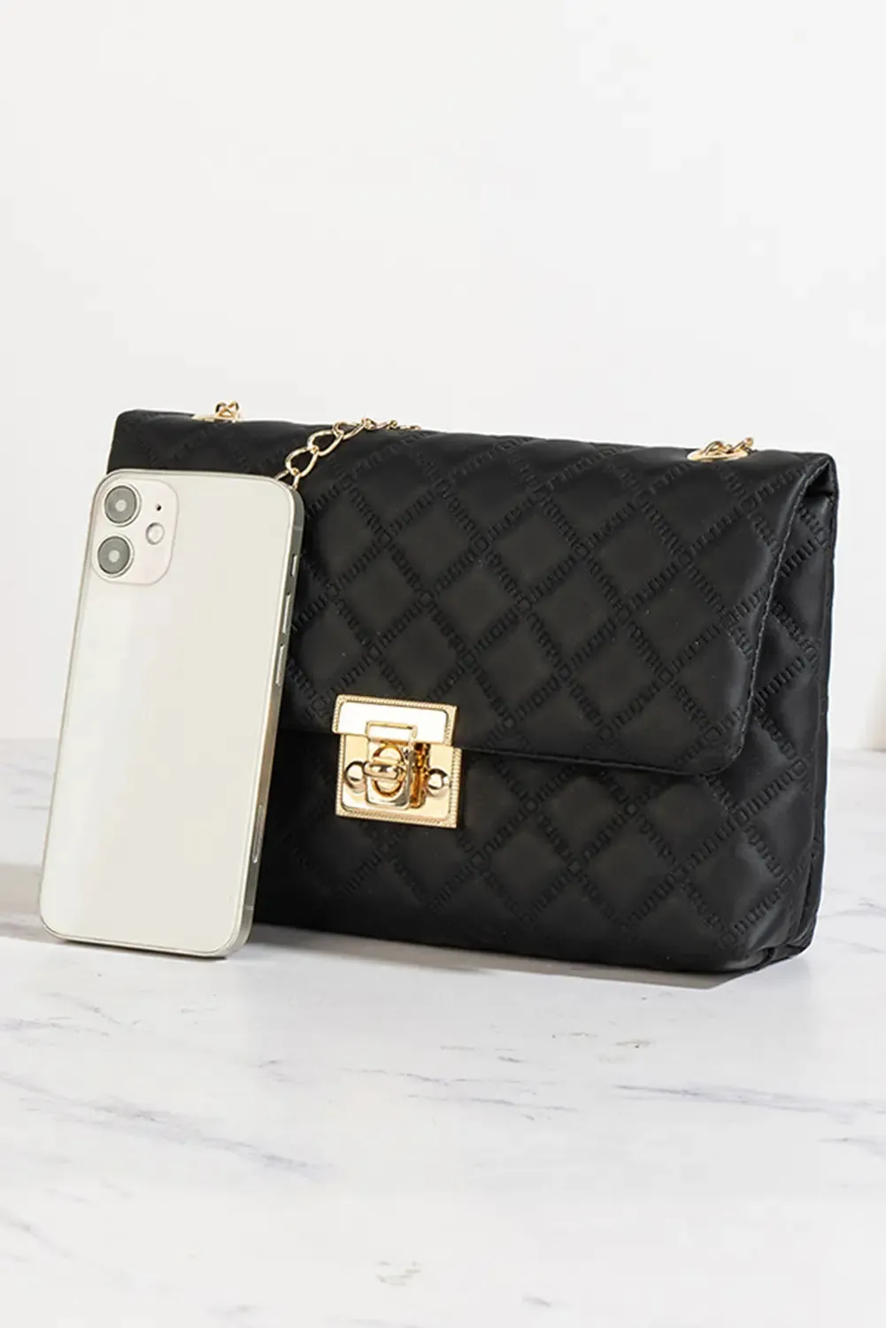 Textured PU Leather Gold Chain Buckle Single Shoulder Bag sold by Beagle Boutique product image thumbnail 2
