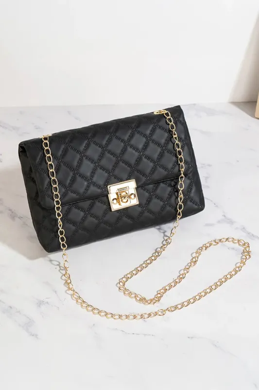 Textured PU Leather Gold Chain Buckle Single Shoulder Bag made by Beagle Boutique