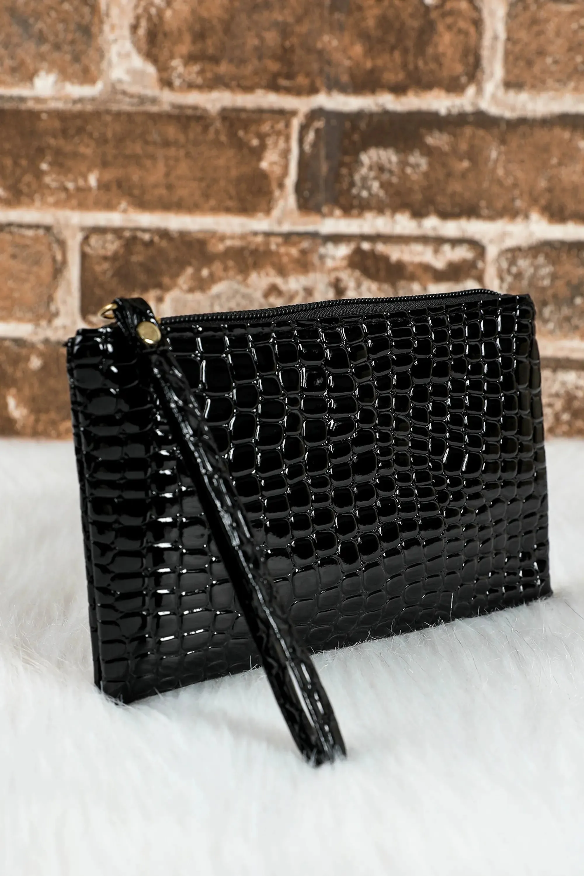 Crocodile Pattern Zipper Wristlet Wallet – , Black sold by Beagle Boutique product image thumbnail 4