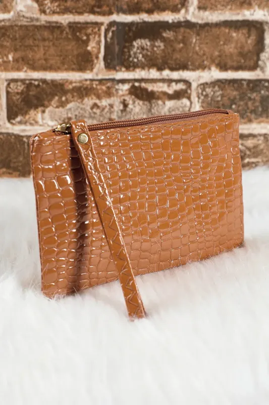 Crocodile Pattern Zipper Wristlet Wallet – , Black made by Beagle Boutique