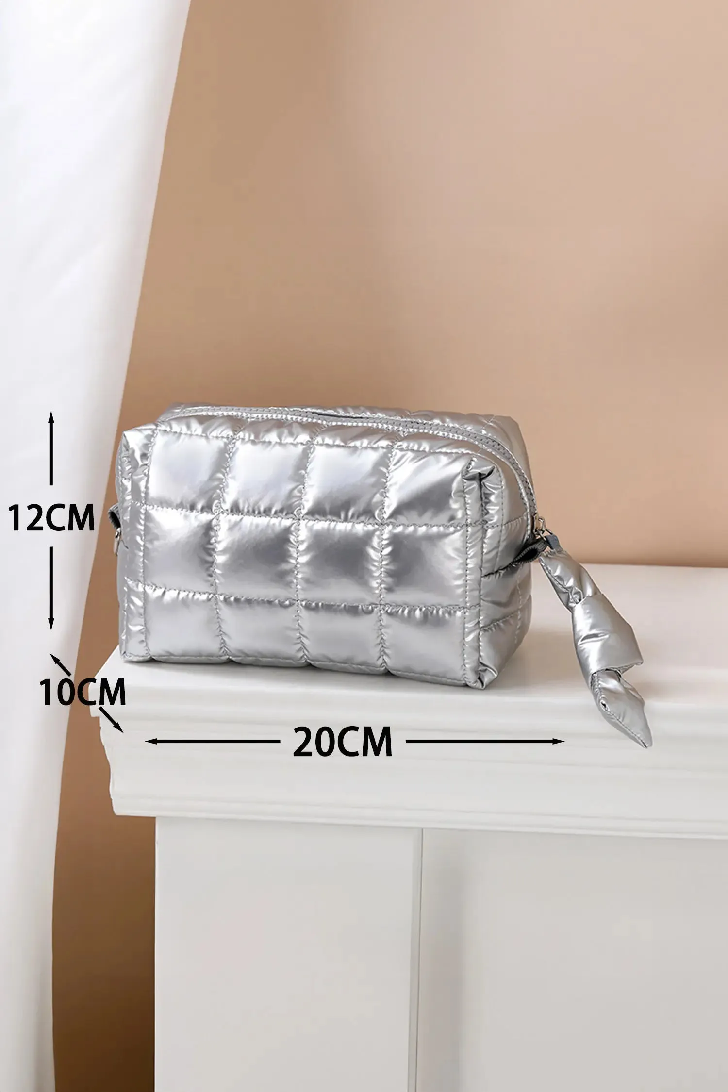 Coffee Solid Colour Quilted Nylon Makeup Bag sold by Beagle Boutique product image thumbnail 4
