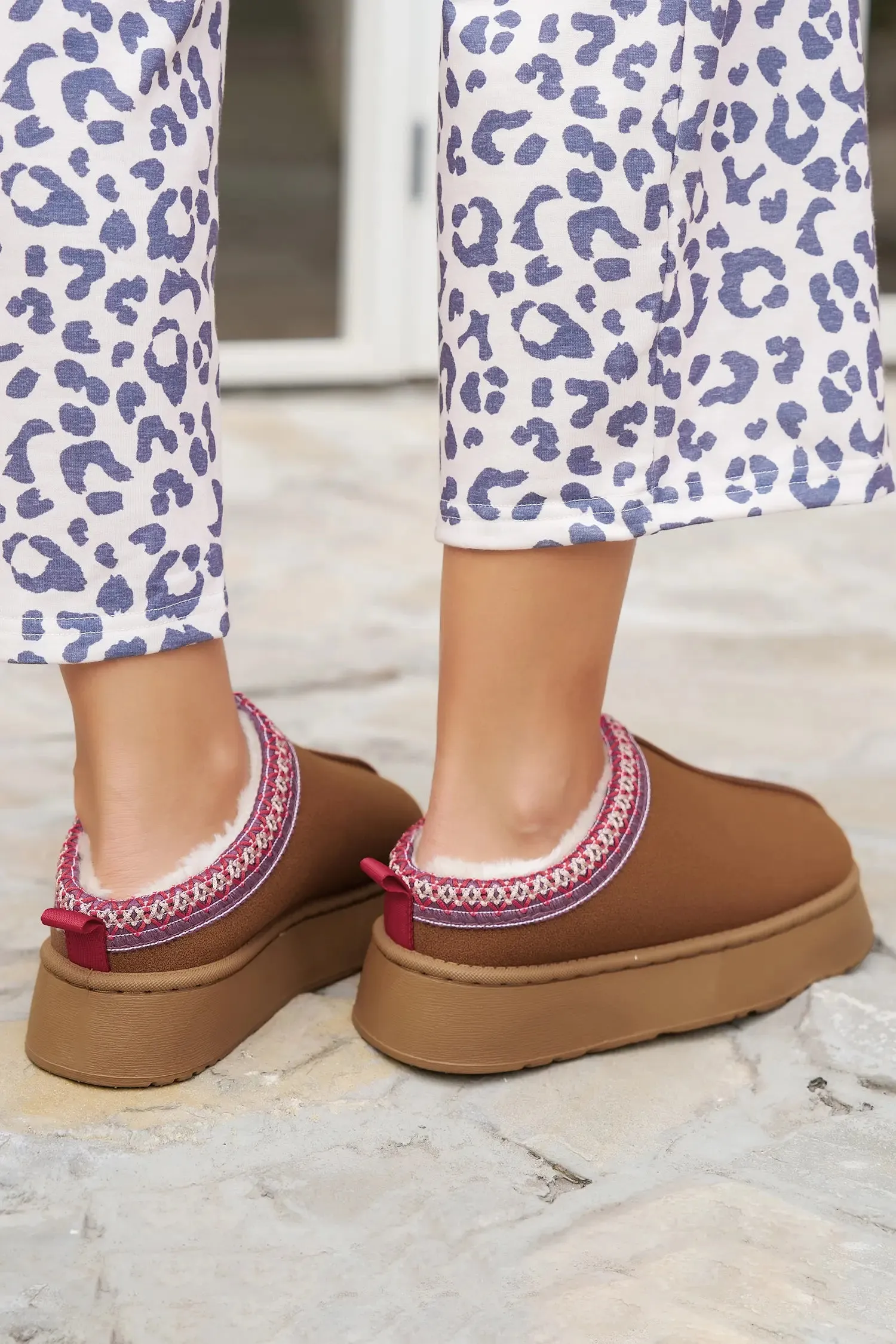 Faux Suede Embroidered Plush Lined Platform Slippers sold by Beagle Boutique product image thumbnail 3