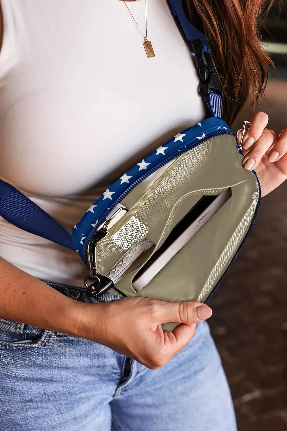 Independence Day Flag Star Print Crossbody Bag sold by Beagle Boutique product image thumbnail 4