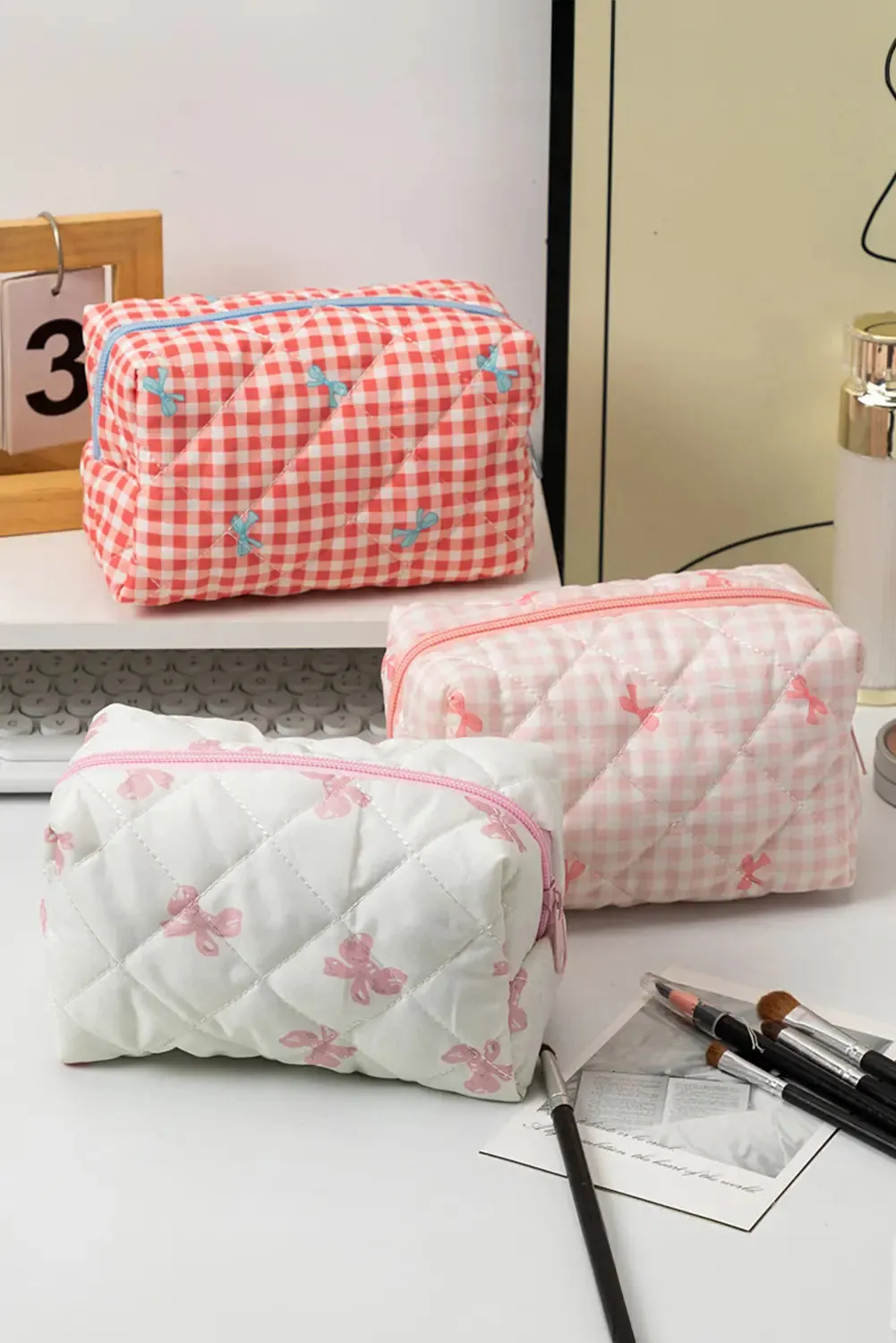 Sweet Bow Knot Print Quilted Cosmetic Bag sold by Beagle Boutique product image thumbnail 5