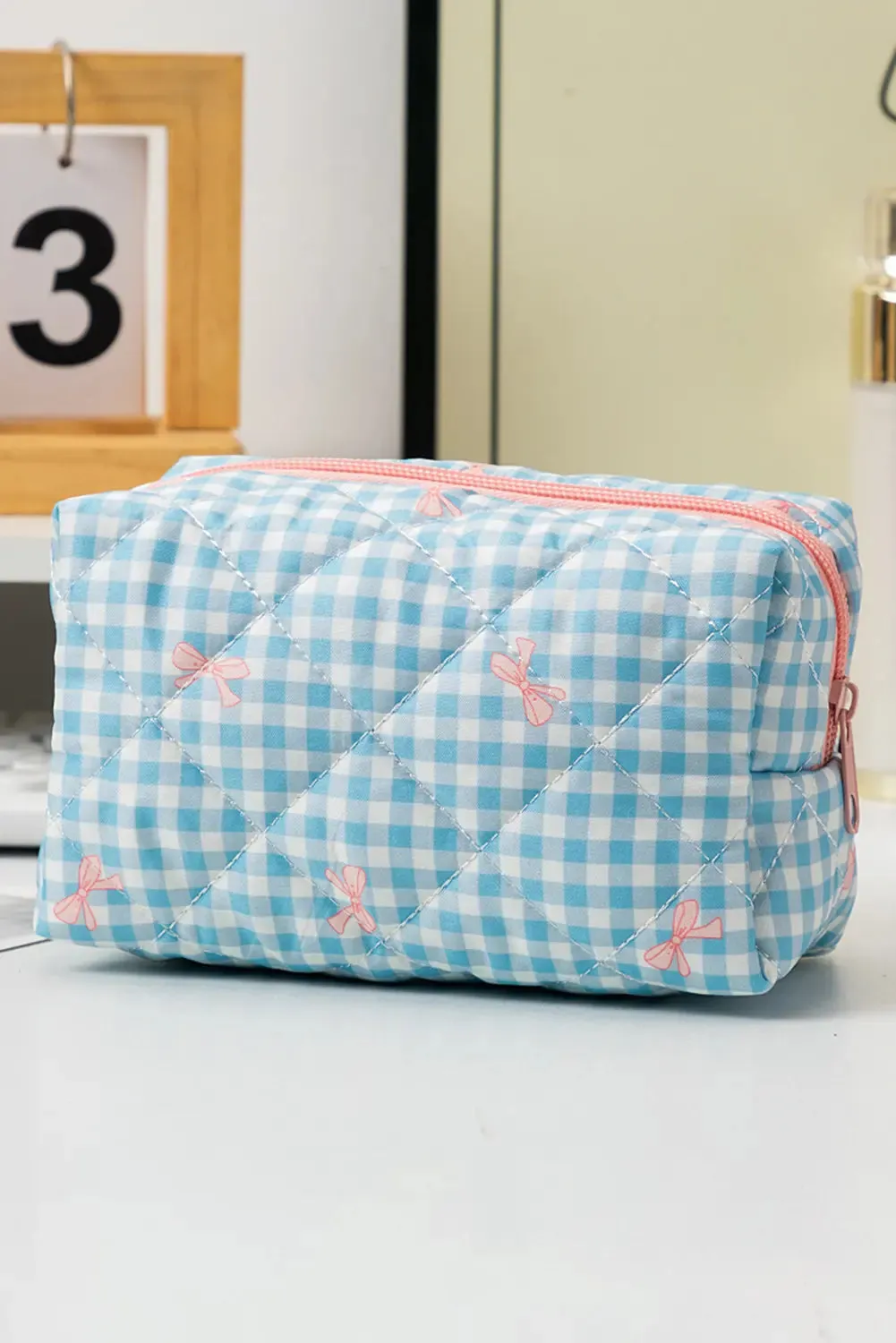 Sweet Bow Knot Print Quilted Cosmetic Bag sold by Beagle Boutique product image thumbnail 4
