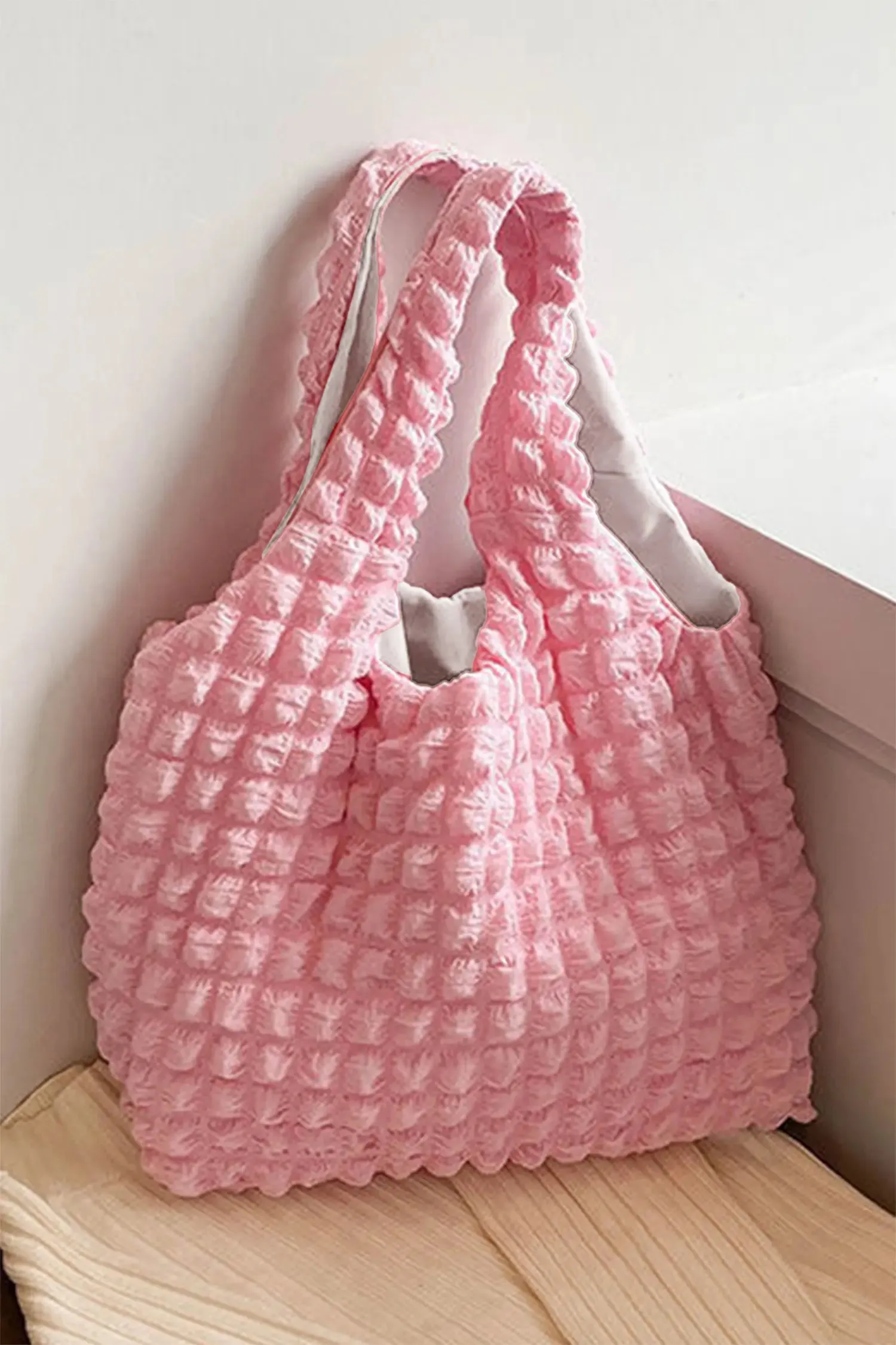 Puffy Textured Solid Colour Tote Bag sold by Beagle Boutique product image thumbnail 3
