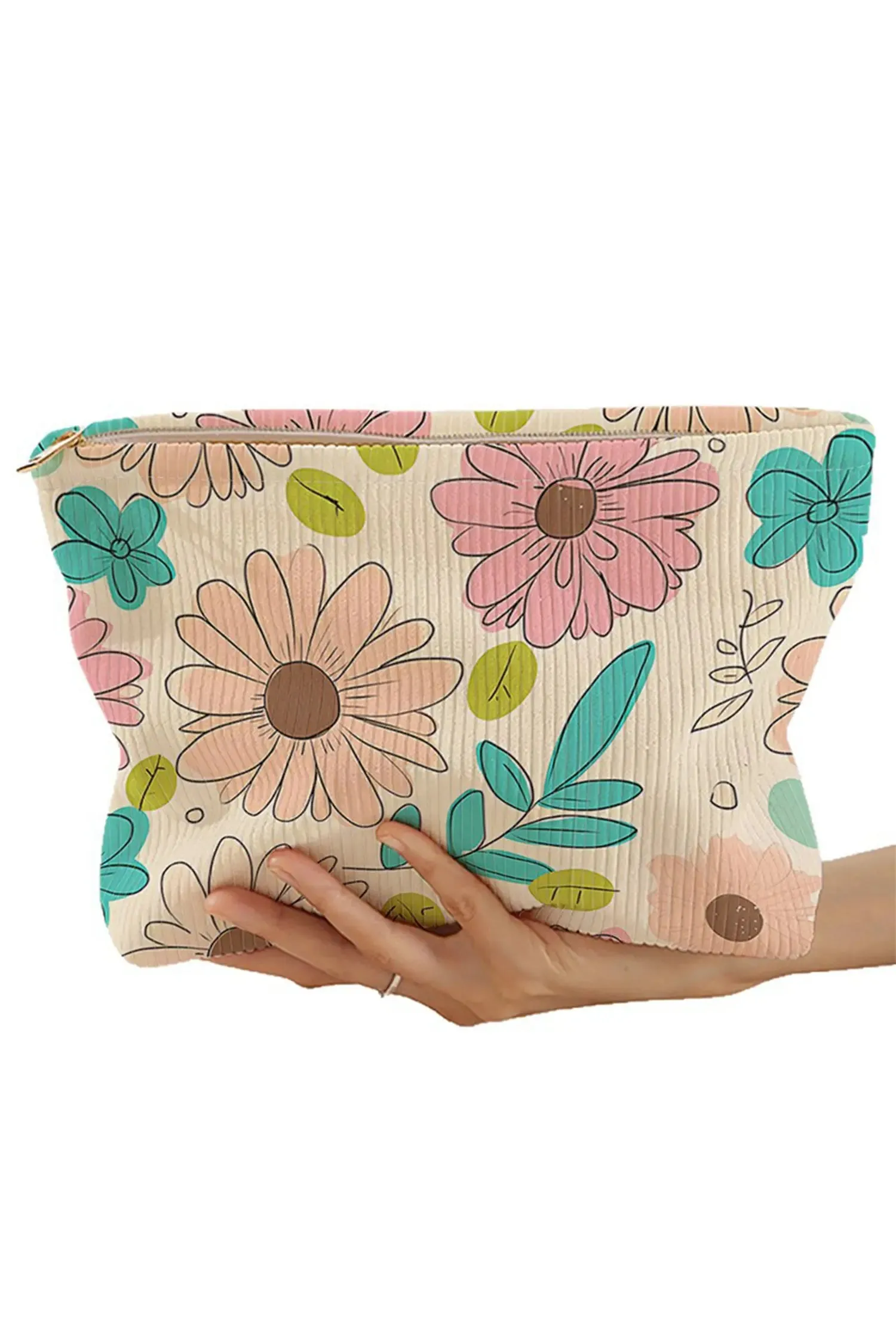Floral Print Ribbed Makeup Bag sold by Beagle Boutique product image thumbnail 5