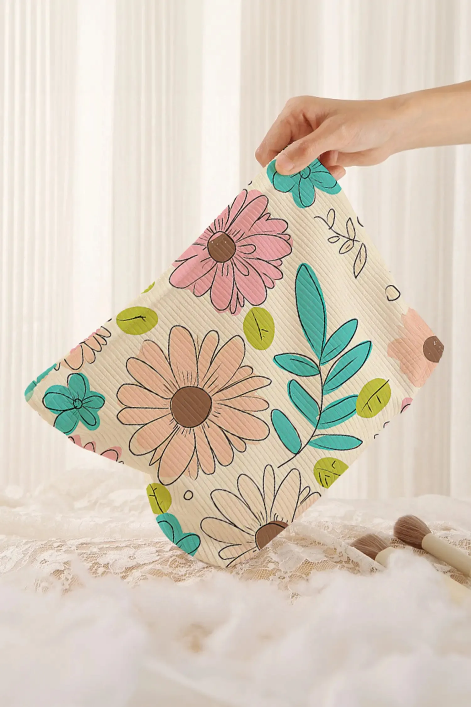 Floral Print Ribbed Makeup Bag sold by Beagle Boutique product image thumbnail 2