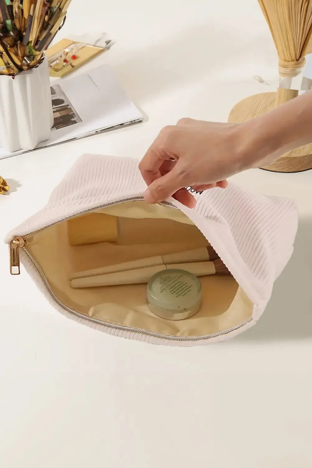 Easter Rabbit Print Ribbed Makeup Storage Bag sold by Beagle Boutique product image thumbnail 4