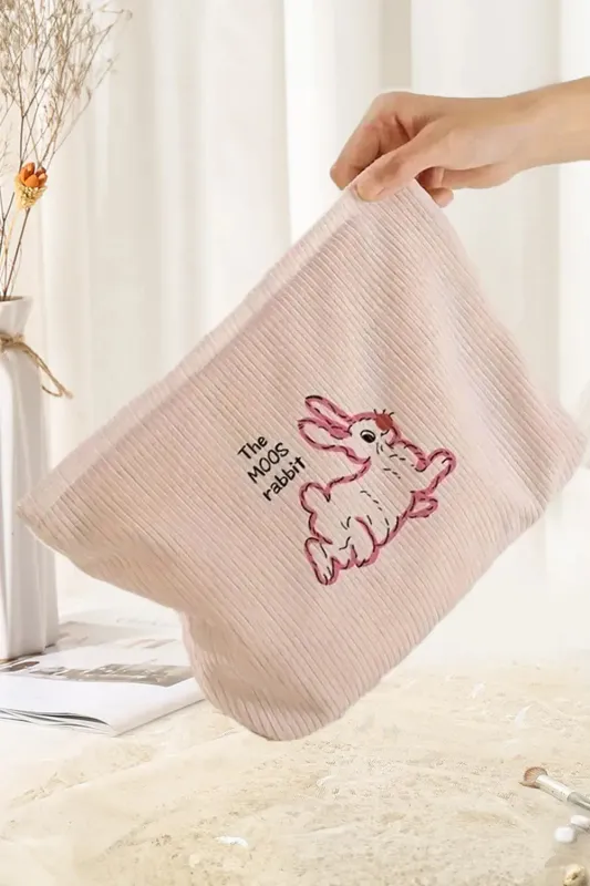 Easter Rabbit Print Ribbed Makeup Storage Bag made by Beagle Boutique
