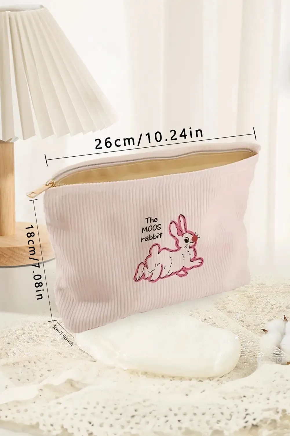 Easter Rabbit Print Ribbed Makeup Storage Bag sold by Beagle Boutique product image thumbnail 5