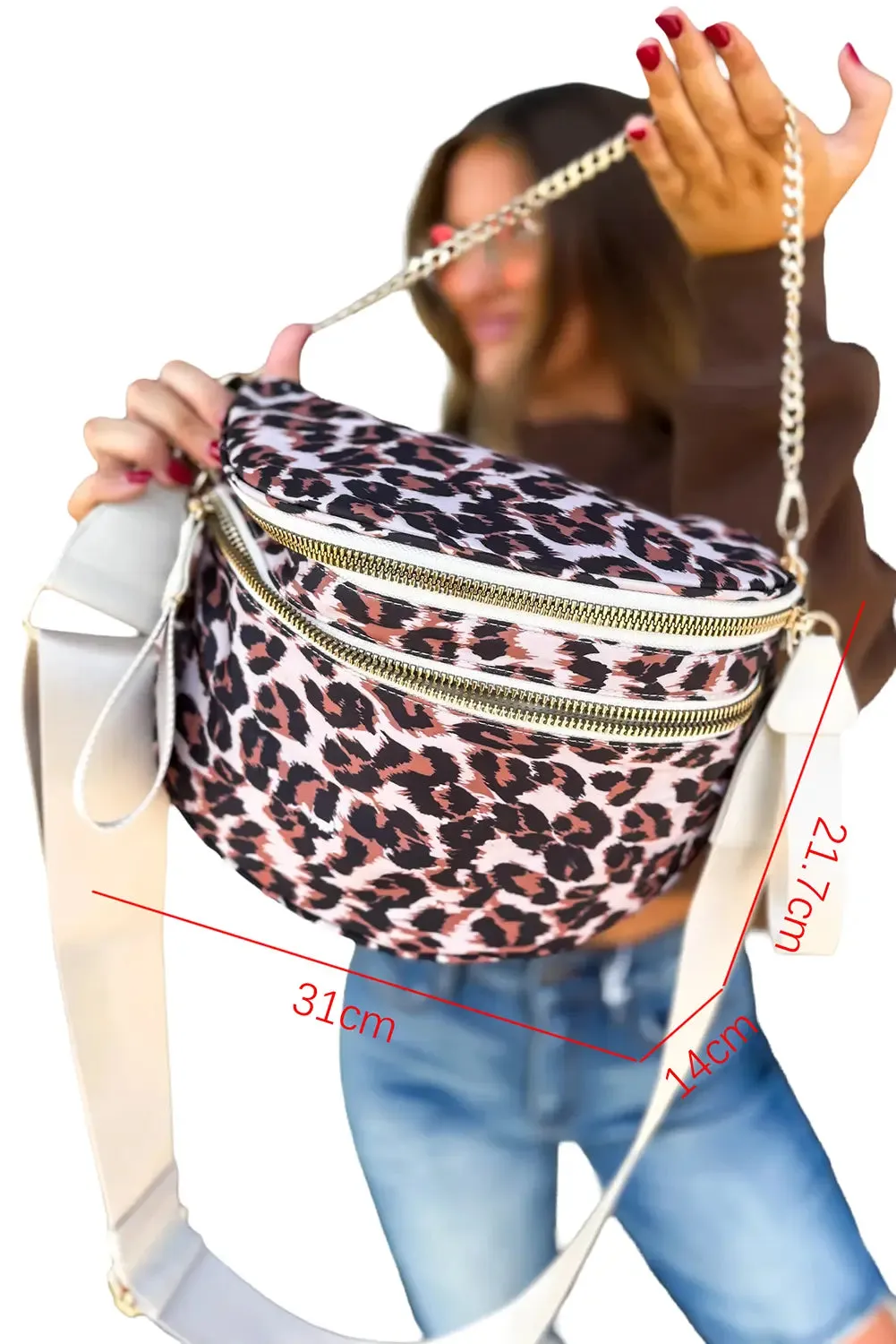 Leopard Print Double Zip PU Leather Crossbody Bag sold by Beagle Boutique product image thumbnail 3