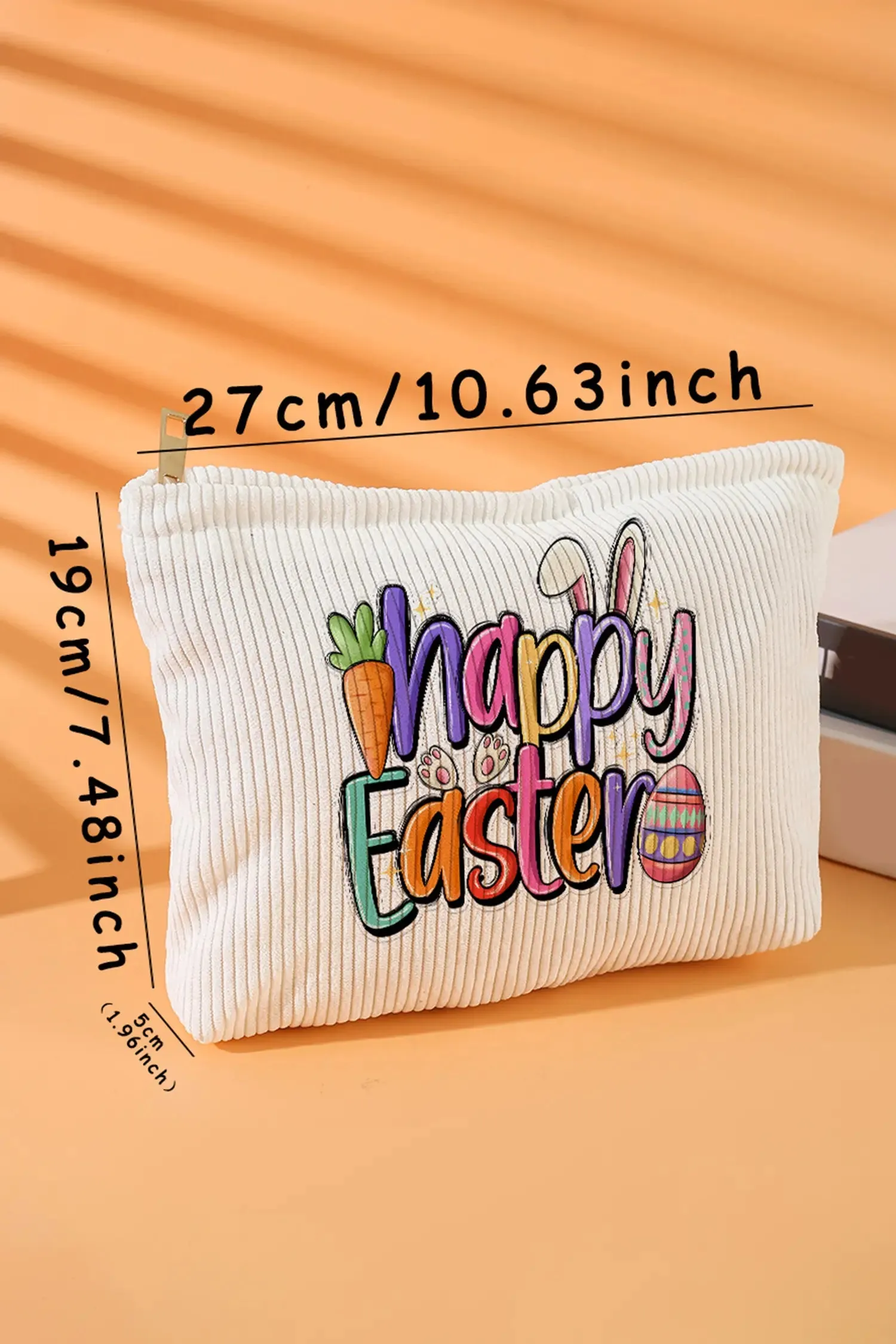 Happy Easter Playful Printed Ribbed Makeup Bag sold by Beagle Boutique product image thumbnail 5