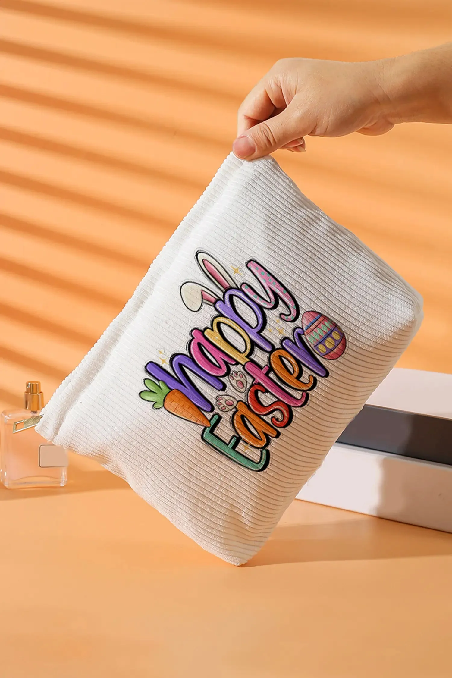 Happy Easter Playful Printed Ribbed Makeup Bag sold by Beagle Boutique product image thumbnail 2