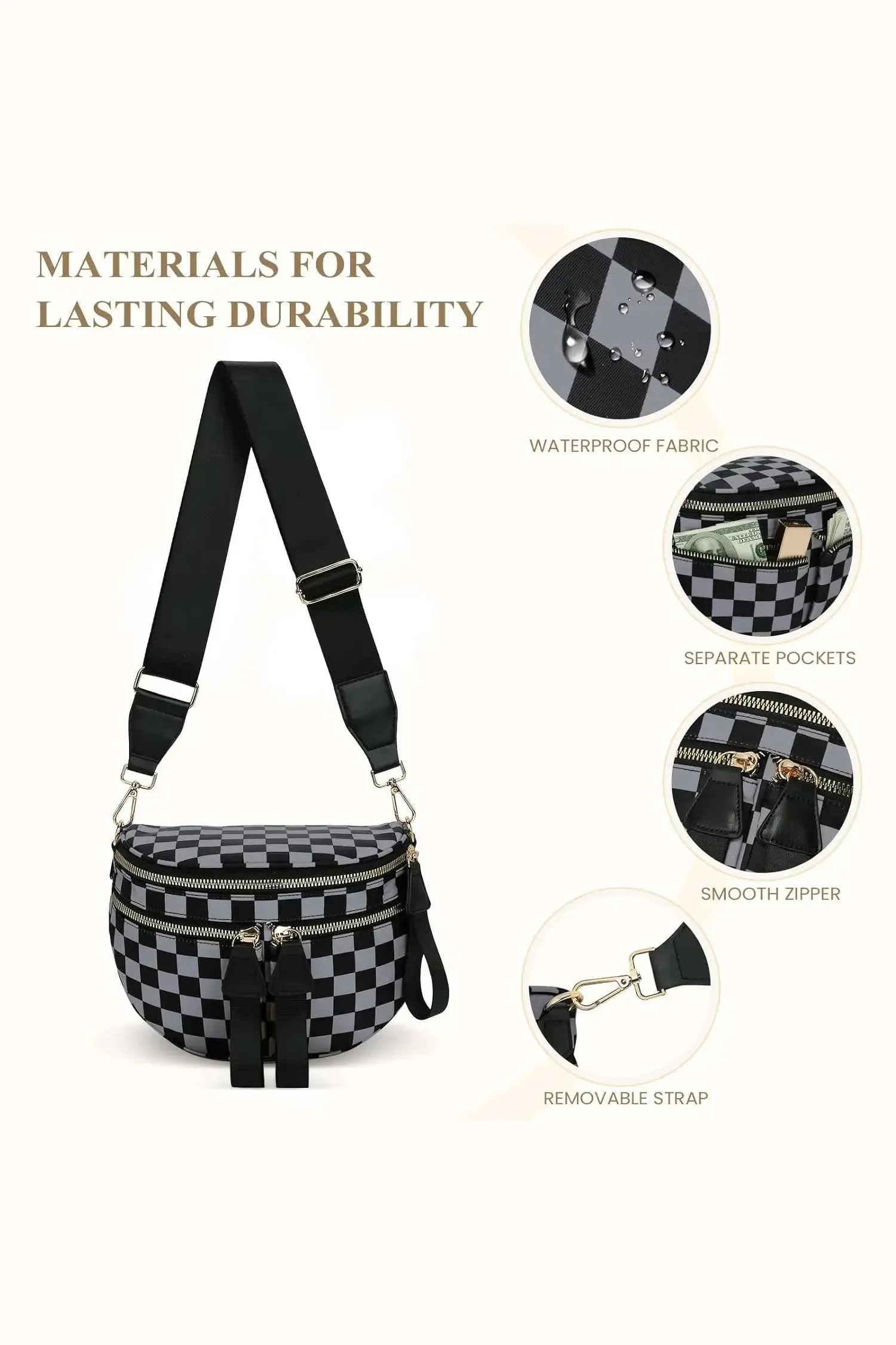 Checkerboard Print Compact Crossbody Bag sold by Beagle Boutique product image thumbnail 5