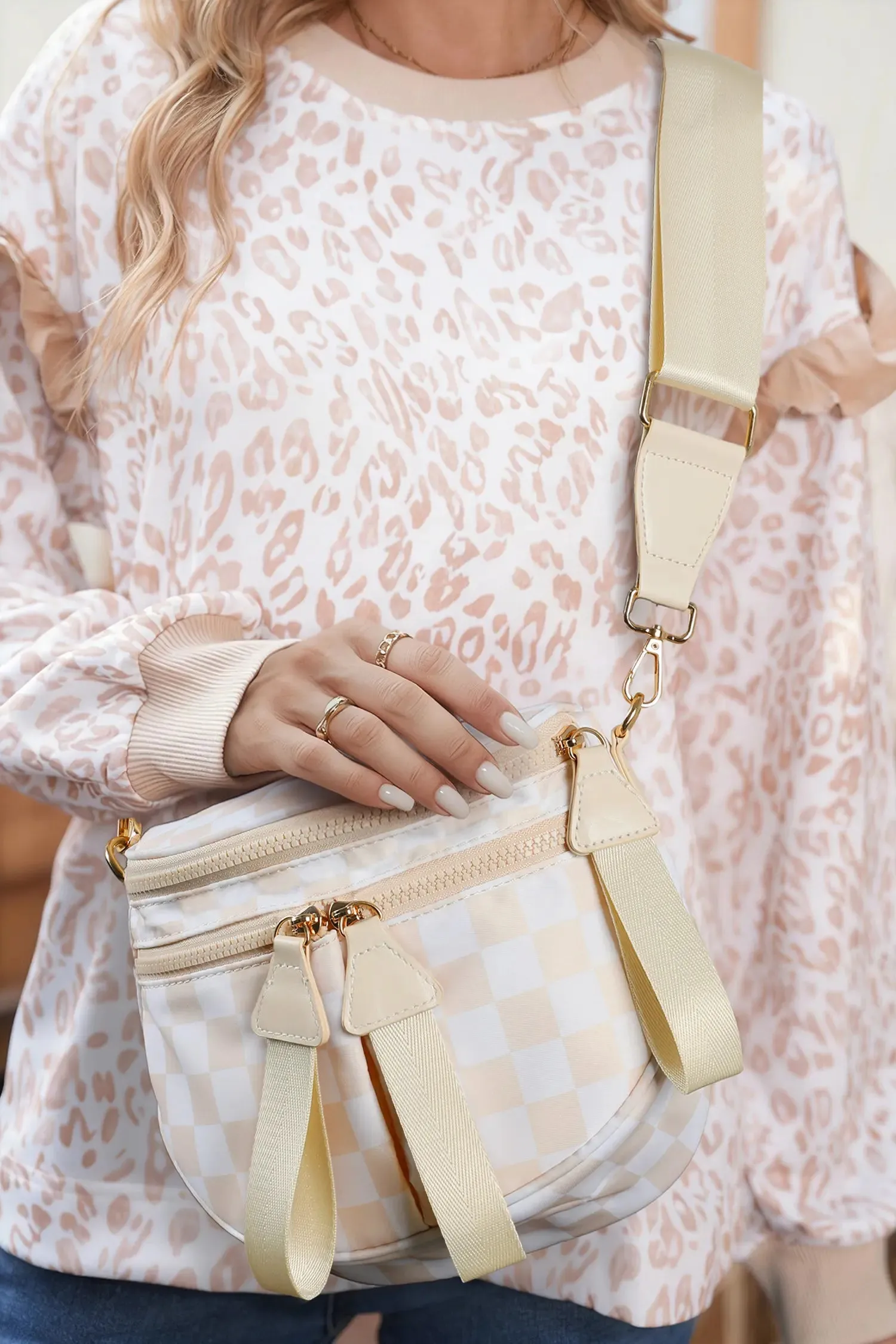 Checkerboard Print Compact Crossbody Bag sold by Beagle Boutique product image thumbnail 3