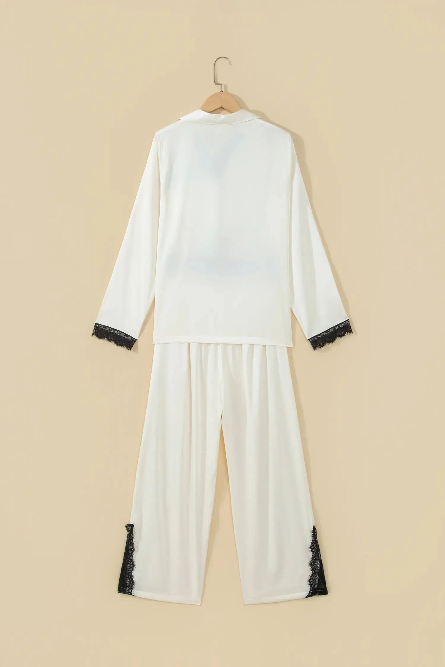 Long Sleeve Lace Trim Button Front 2pcs Pajama Set sold by Beagle Boutique product image thumbnail 4