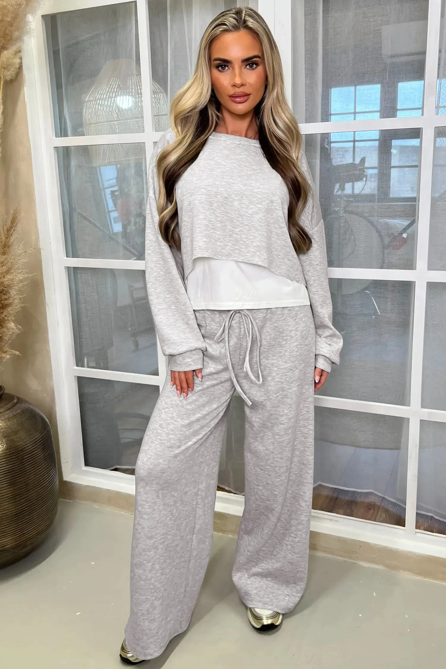 Colour Contrast Overlay Long Sleeve Top Drawstring Loose Pant Set sold by Beagle Boutique product image thumbnail 5