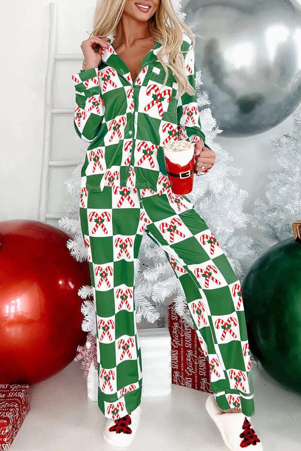 Holly Jolly Checkered Pattern Pyjama Set sold by Beagle Boutique