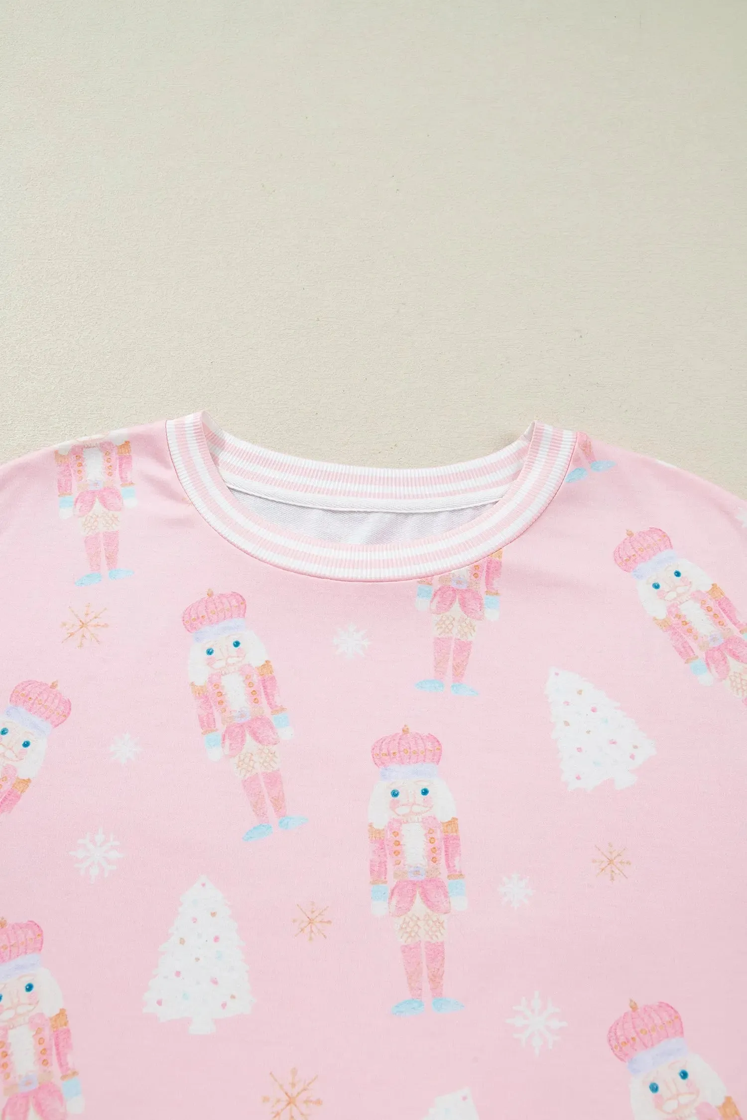 Christmas Tree Nutcracker Doll Print Contrast Trim Long Sleeve Top Matching Shorts Set sold by Beagle Boutique product image thumbnail 5