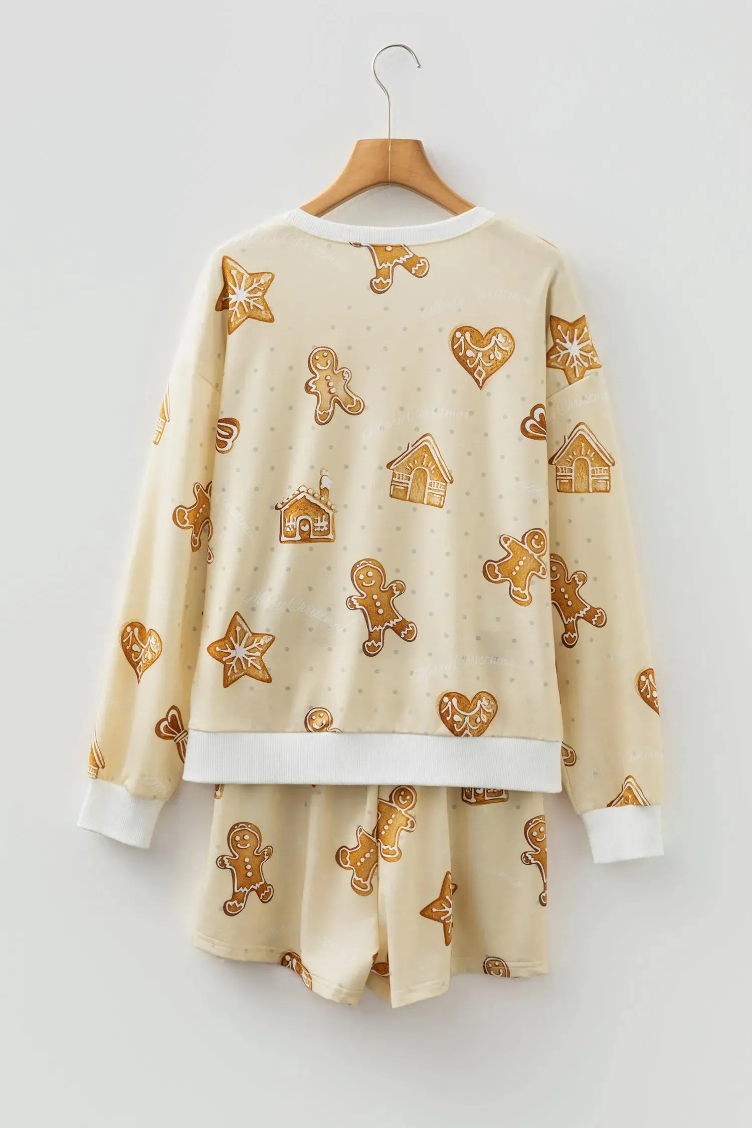 Gingerbread Man Christmas Print Long Sleeve Pullover Lounge Short Set sold by Beagle Boutique product image thumbnail 3
