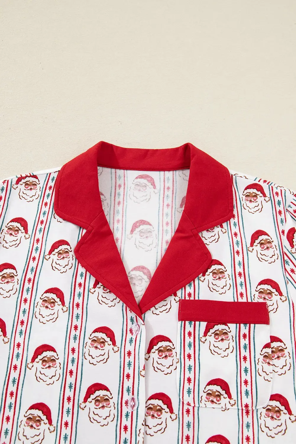 Santa & Stripes Ruffle Pyjama Shorts Set sold by Beagle Boutique product image thumbnail 3