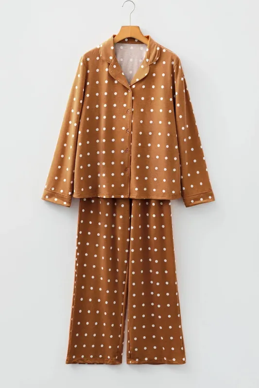 Polka Dot Print Long Sleeve Shirt Pyjama Set made by Beagle Boutique