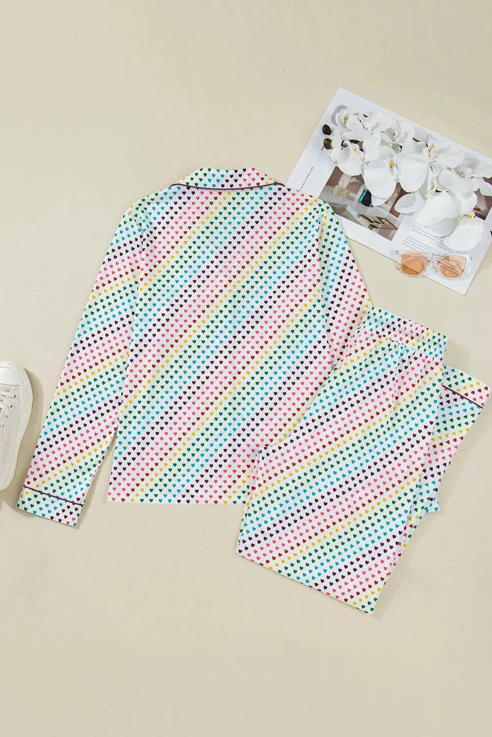 Heart Print Long Sleeve Pyjama Set sold by Beagle Boutique product image thumbnail 2